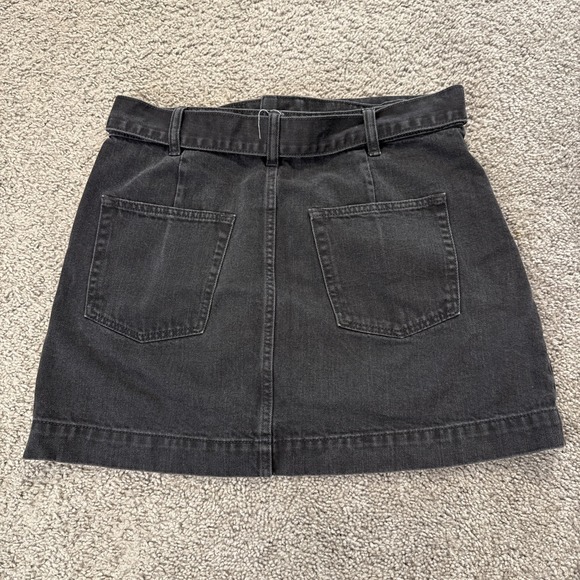 We The Free Skirt Women's 31 Black Jade Belted Denim Mini Pleated Dark Wash Jean - Picture 3 of 6